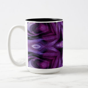 Glittery Lila Kaleidoscope Hearts Gradient Två-Tonad Mugg
