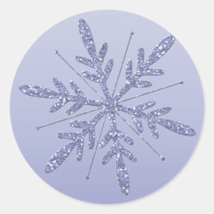 Glittery Lila Snowflake Sticker Runt Klistermärke