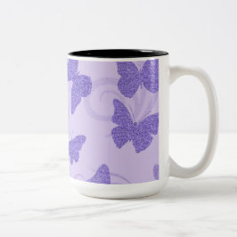 Glittery Lilac Butterflies Två-Tonad Mugg