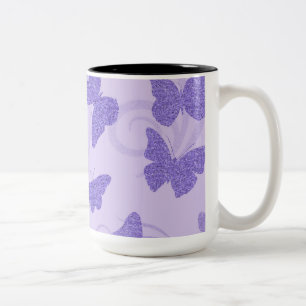 Glittery Lilac Butterflies Två-Tonad Mugg