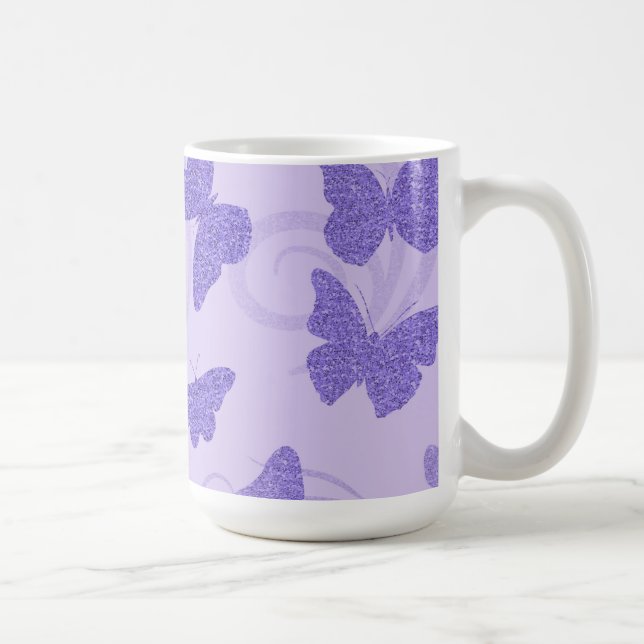 Glittery Lilac Butterflies Två-Tonad Mugg (Höger)