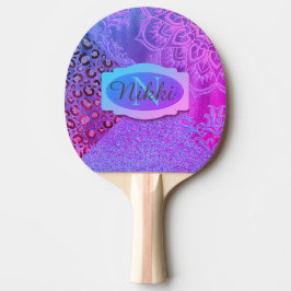 Glittery Lotus Leopard Monogram Pingisracket