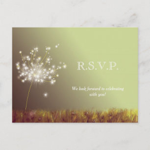 Glittery Meadow Dandelions Bröllop OSA Inbjudan Vykort