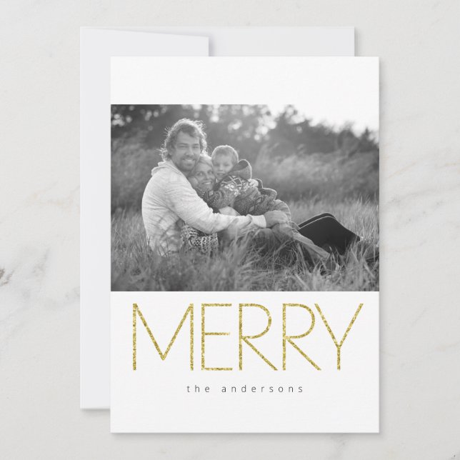 Glittery MERRY Julkort (Framsida)