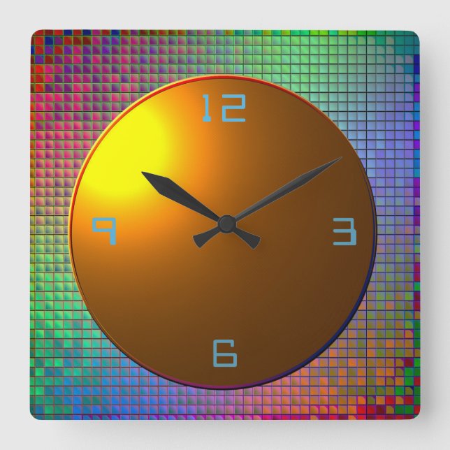 Glittery Multicolor>Patterned Wall Clock Fyrkantig Klocka (Framsida)