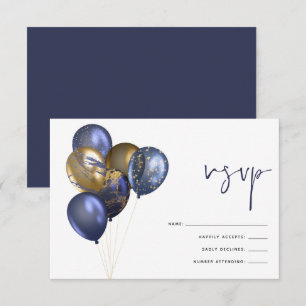 Glittery Navy Guld Balloon 60:e Födelsedagsfesten OSA Kort