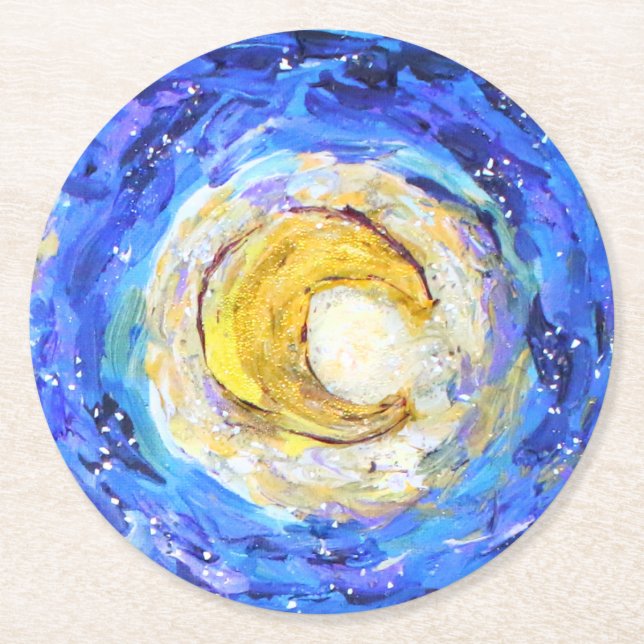 Glittery Night Underlägg Papper Rund (Framsidan)