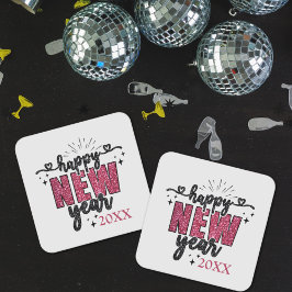 Glittery Nyårsafton Party Underlägg Papper Kvadrat