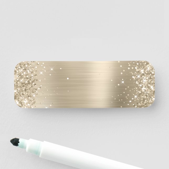 Glittery Pale Gold Foil Blank Namnbricka (På plats)