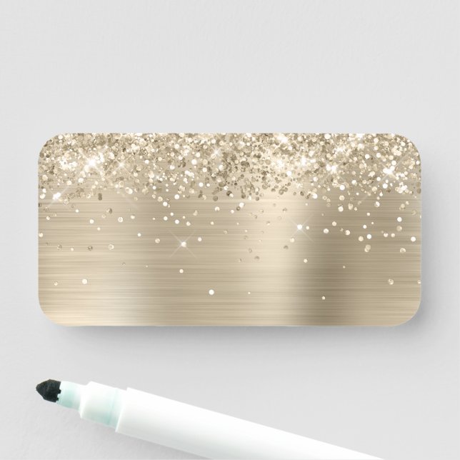 Glittery Pale Gold Metallic Blank Namnbricka (På plats)