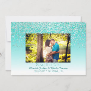 Glittery Photo Bröllop spara datum Card Datumet