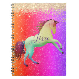 Glittery Rainbow Unicorn Anteckningsbok
