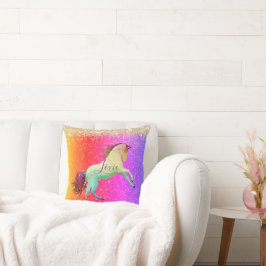 Glittery Rainbow Unicorn Kudde