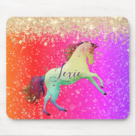 Glittery Rainbow Unicorn Personlig Musmatta