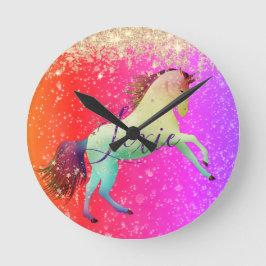 Glittery Rainbow    UnicornRound Clock Rund Klocka