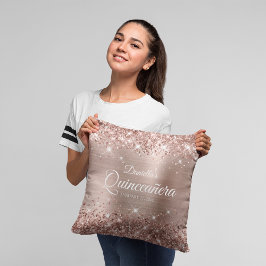 Glittery Ro Gold Foil 15 Quinceañera Kudde