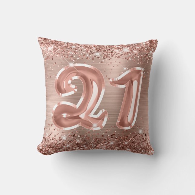 Glittery Ro Gold Foil 21:a födelsedagen Kudde (Framsida)