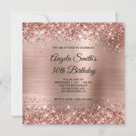 Glittery Ro Gold Foil 30års födelsedag Inbjudningar