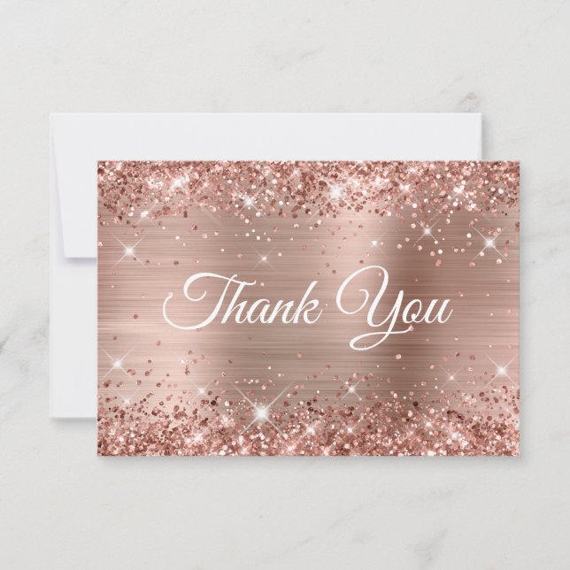 Glittery Ro Gold Foil 40:e födelsedagen Tack Kort (Framsida)
