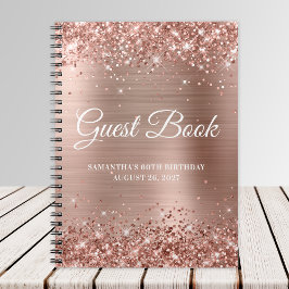 Glittery Ro Gold Foil 60 Birthday Guestbook Anteckningsbok