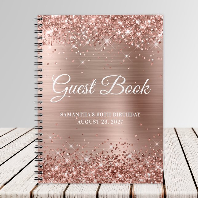 Glittery Ro Gold Foil 60 Birthday Guestbook Anteckningsbok (Skapare uppladdad)