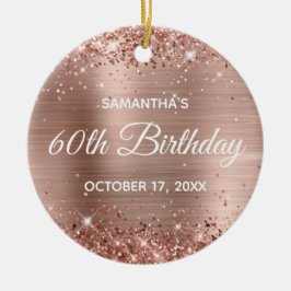 Glittery Ro Gold Foil 60:e födelsedagen Julgransprydnad Keramik