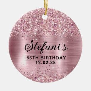 Glittery Ro Gold Foil 65e Birthday Julgransprydnad Keramik