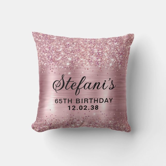 Glittery  Ro Gold Foil 65e Birthday Kudde (Framsida)