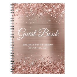 Glittery Ro Gold Foil 90:e Birthday Guestbook Anteckningsbok