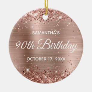 Glittery Ro Gold Foil 90:e Birthday Julgransprydnad Keramik
