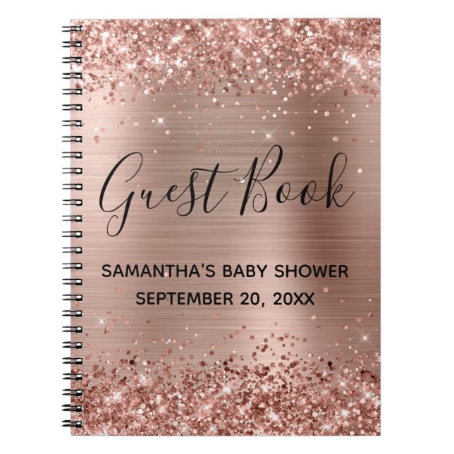 Glittery Ro Gold Foil Baby Shower Guestbook Anteckningsbok (Framsidan)