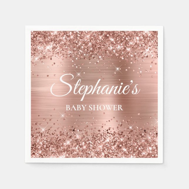 Glittery Ro Gold Foil Baby Shower Pappersservett (Framsidan)
