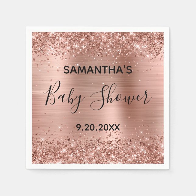 Glittery Ro Gold Foil Baby Shower Pappersservett (Framsidan)