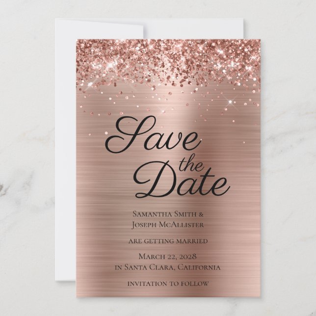 Glittery Ro Gold Foil Classy Spara Datumet (Framsida)