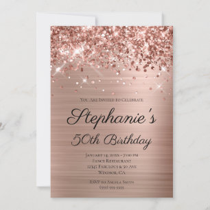 Glittery Ro Gold Foil Elegant 50:e födelsedagen Inbjudningar