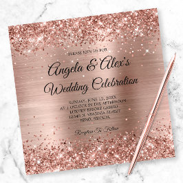 Glittery Ro Gold Foil Elegant bröllop Inbjudningar