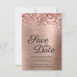 Glittery Ro Gold Foil Elegant Calligraphy Spara Datumet