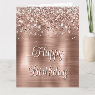 Glittery Ro Gold Foil Faux Glitter Monogram Kort