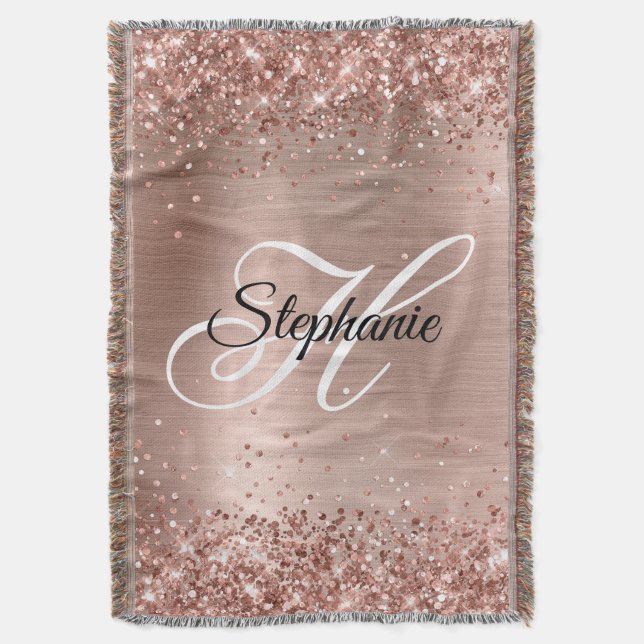 Glittery Ro Gold Foil Finare Monogram Filt (Framsidan Vertikal)
