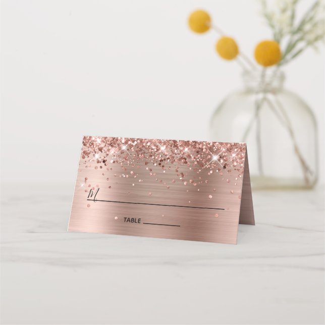 Glittery Ro Gold Foil Lining Placeringskort (Framsida)