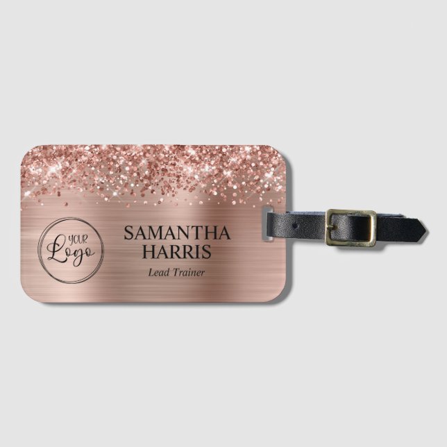 Glittery Ro Gold Foil Logotyp Bagagebricka (Framsida horisontal)