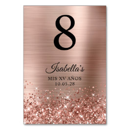Glittery Ro Gold Foil Mis XV Anos Bordsnummer