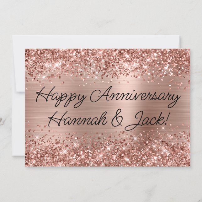 Glittery Ro Gold Foil Modern Lycklig-årsdag Kort (Framsida)
