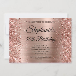 Glittery Ro Gold Foil Monogram 50:e födelsedagen Inbjudningar