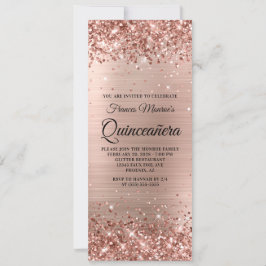 Glittery Ro Gold Foil Quinceañera Inbjudningar