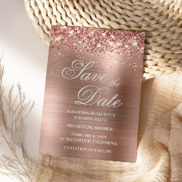 Glittery Ro Gold Foil Save Date Inbjudningar