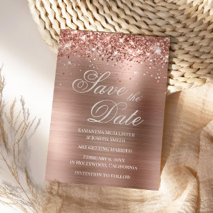 Glittery Ro Gold Foil Save Date Inbjudningar