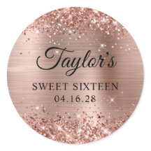 Glittery Ro Gold Foil Sweet sixteen Birthday
