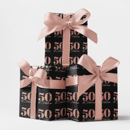 Glittery Ro Guld 50 & Fabulous on Black Presentpapper