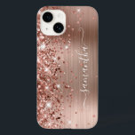 Glittery Ro Guld Glam Modern Girly Namnteckning<br><div class="desc">Glitter, som är glupskt faux, i ro, lyfter på det lämnat kant över en faux rosa guld-brödfolie från ro i guld. Det moderna, gigantiska namnteckning teckensnittet har ett elegant vitt kalligrafteckensnitt med dekorativt svan. Anpassa teckensnittet stilar för att skapa din egen mobila växel för din bästa vän. De viktigaste färgerna...</div>